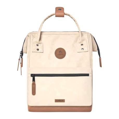 Sac à dos beige uni avec pochettes interchangeables et logo iconique - Image 2