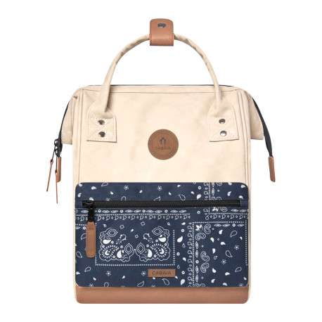Sac à dos beige uni avec pochettes interchangeables et logo iconique - Image 3