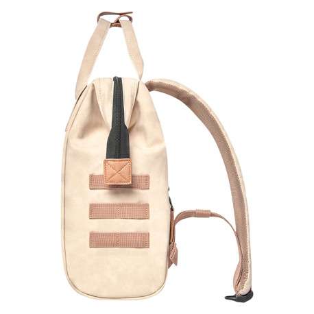 Sac à dos beige uni avec pochettes interchangeables et logo iconique - Image 6