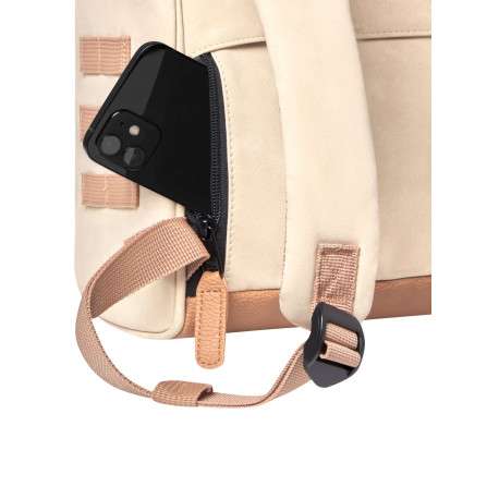 Sac à dos beige uni avec pochettes interchangeables et logo iconique - Image 9