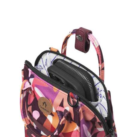 Sac à bandoulière rose imprimé de fleurs avec une fermeture zippée - Image 3