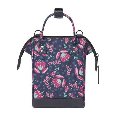 Sac à bandoulière marine imprimé de fleurs avec une fermeture zippée - Image 2
