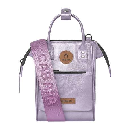 Sac à bandoulière violet uni avec une petite pochette sur le devant