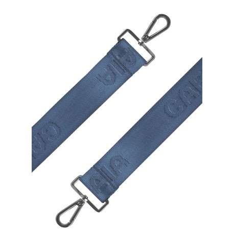 Sac à bandoulière bleu uni avec des patchs au nom de la marque - Image 4