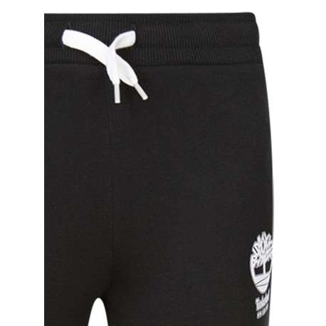 Pantalon Jogging en coton mélangé noir à coupe slim avec 2 poches et logo blanc - Image 3