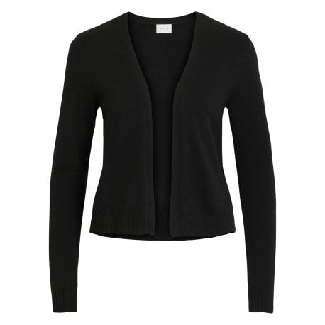 Gilet noir uni avec une coupe droite et des manches longues à bords côtes