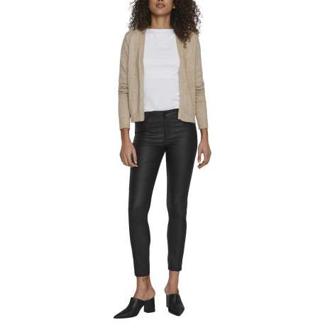 Gilet beige uni avec une coupe droite et des manches longues - Image 3