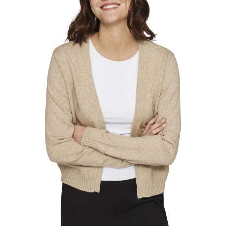 Gilet beige uni avec une coupe droite et des manches longues - Image 4