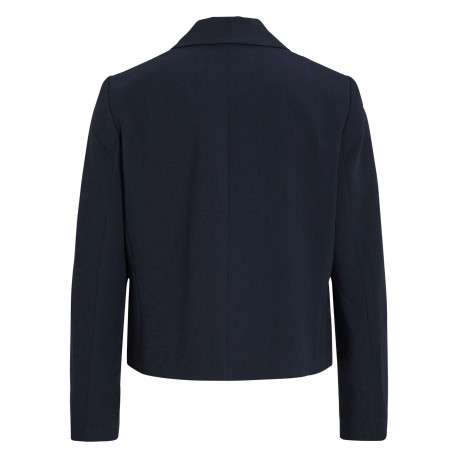 Blazer marine uni avec une coupe droite à col à revers et des manches longues - Image 2