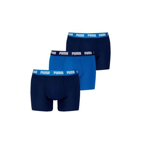 Lot de 3 boxers en coton bleu uni avec une coupe fermée