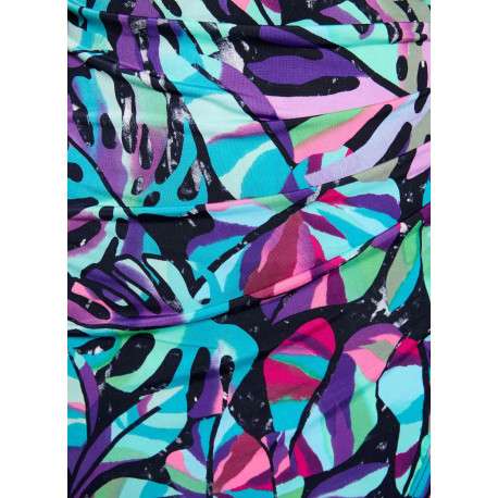 Robe courte bleue fleurie à coupe ajustée avec un col cache-coeur - Image 2