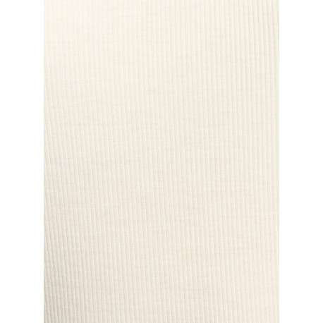 Top blanc en maille côtelée à coupe ajustée avec col v et manches courtes - Image 2