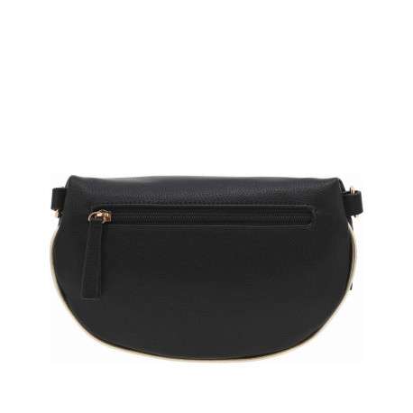 Banane noire unie grainée avec fermeture zippée et marque dorée - Image 3