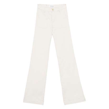 Pantalon beige côtelé en coton avec une coupe bootcut et 2 poches