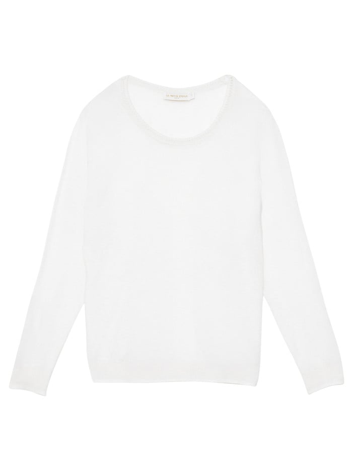 Pull en maille fine écru à...
