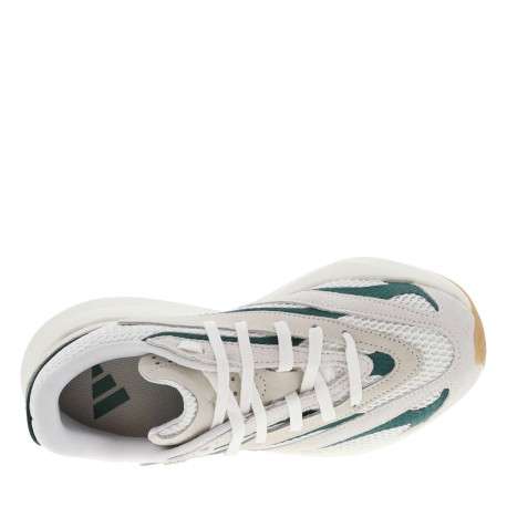 Baskets running blanches et vertes en mesh avec lacets plats et logo métal - Image 4