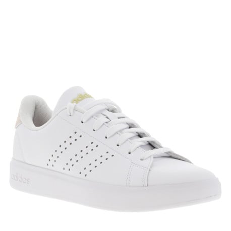 Tennis or à talon plat et à lacets plats blancs avec trous d'aération