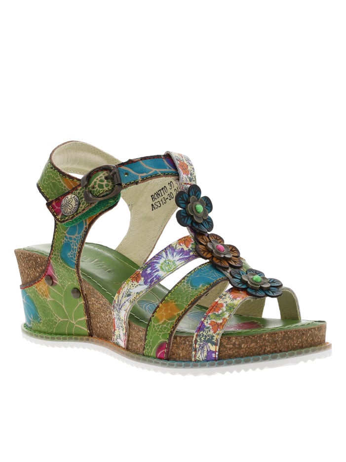 Nu-pieds en cuir verts à...