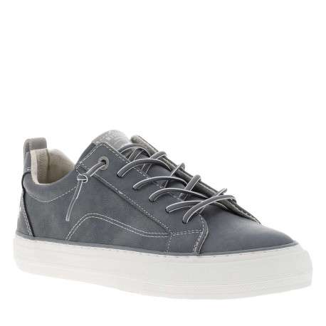 Tennis grises à semelle blanche avec lacets élastiqués gris et logo blanc - Image 3
