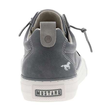 Tennis grises à semelle blanche avec lacets élastiqués gris et logo blanc - Image 6