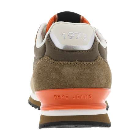 Baskets running en cuir marron et orange à talon plat avec logo blanc - Image 6