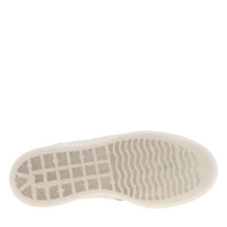 Tennis en cuir blanches et beiges avec logos dorés et semelle translucide - Image 5