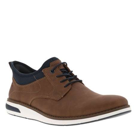Sneakers brun à talon plat et à lacets élastiqués ronds avec marque embossée - Image 3