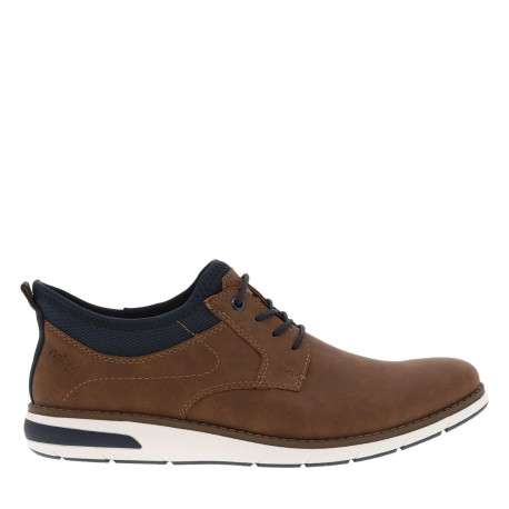 Sneakers brun à talon plat et à lacets élastiqués ronds avec marque embossée - Image 2