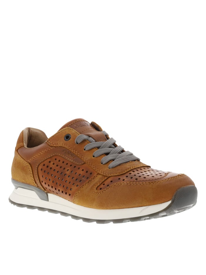 Sneakers en cuir brun à...