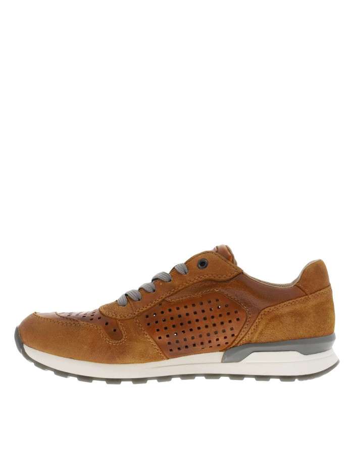 Sneakers en cuir brun à...