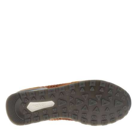 Sneakers en cuir brun à talon plat et à lacets plats et trous d'aération carrés - Image 5
