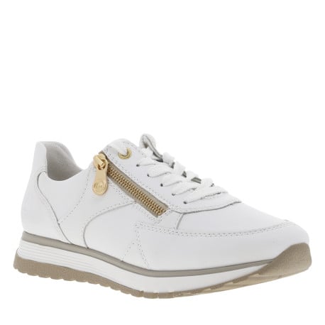 Baskets running en cuir blanches à semelle  à talon compensé bas et à lacets