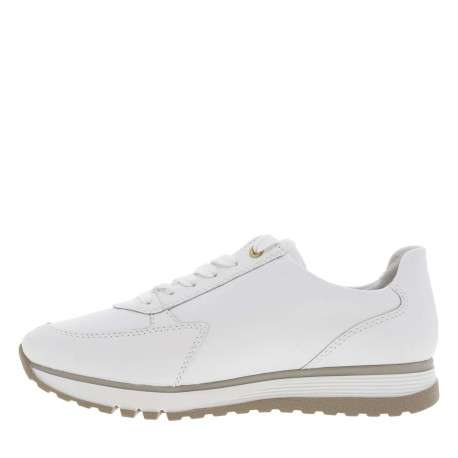 Baskets running en cuir blanches à semelle à talon compensé bas et à lacets
