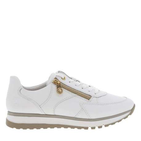 Baskets running en cuir blanches à semelle à talon compensé bas et à lacets - Image 2