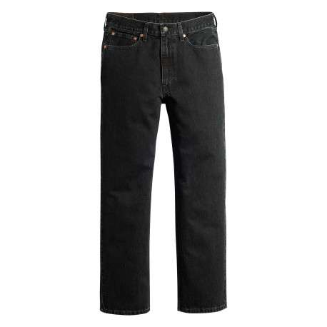 Jean 565 en coton noir uni avec une coupe ample et une taille mi-haute