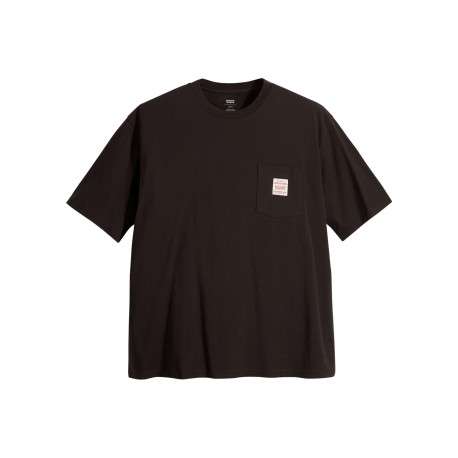 T-shirt en coton noir uni avec une coupe regular fit et une poche plaquée