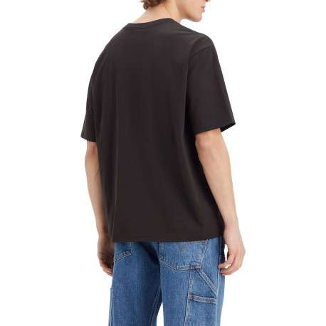T-shirt en coton noir uni avec une coupe regular fit et une poche plaquée - Image 2
