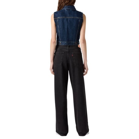 Jean 94 en coton noir uni avec une coupe ample et une taille haute - Image 2