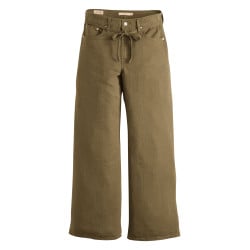 Pantalon 5 poches Xl Straight en lin mélangé marron uni avec une coupe bootcut