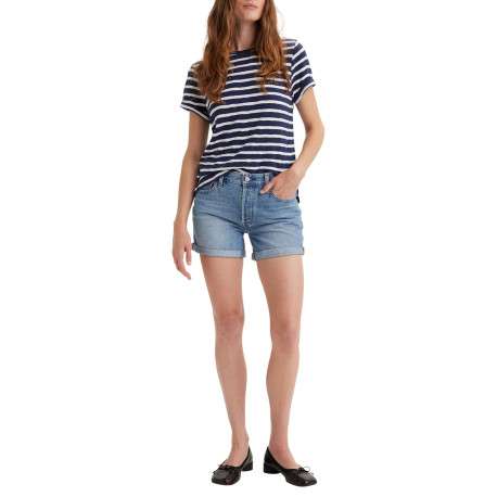 Short denim 501® en coton bleu uni court à coupe slim et à taille mi-haute - Image 3