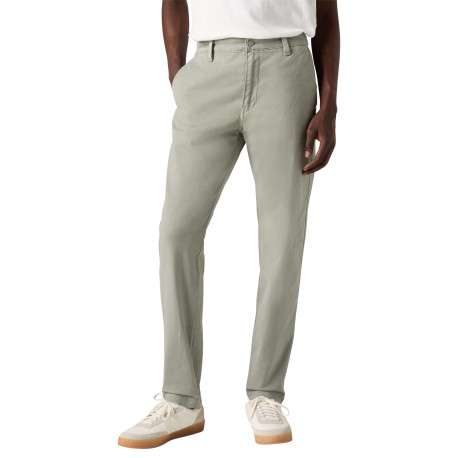 Chino en coton beige uni avec une coupe slim et des passants pour ceinture - Image 4