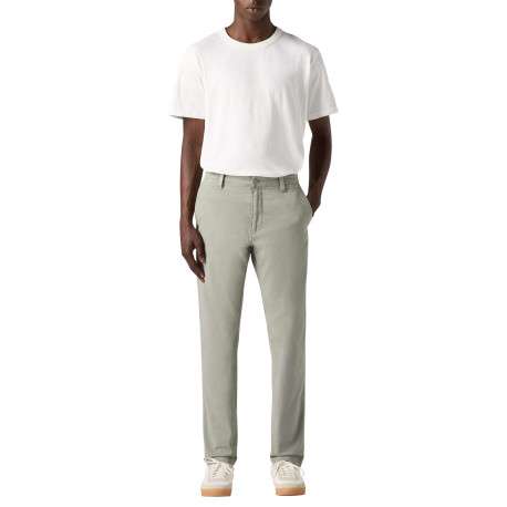 Chino en coton beige uni avec une coupe slim et des passants pour ceinture - Image 5