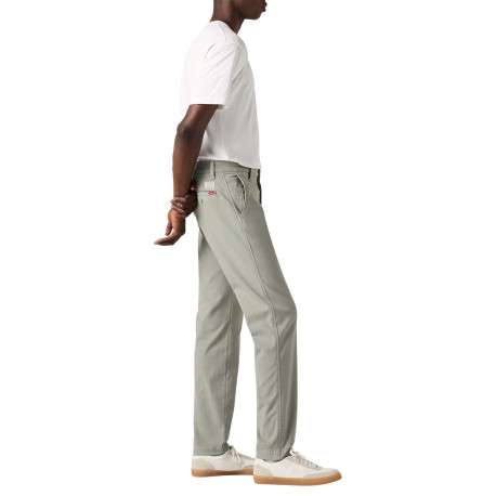 Chino en coton beige uni avec une coupe slim et des passants pour ceinture - Image 6