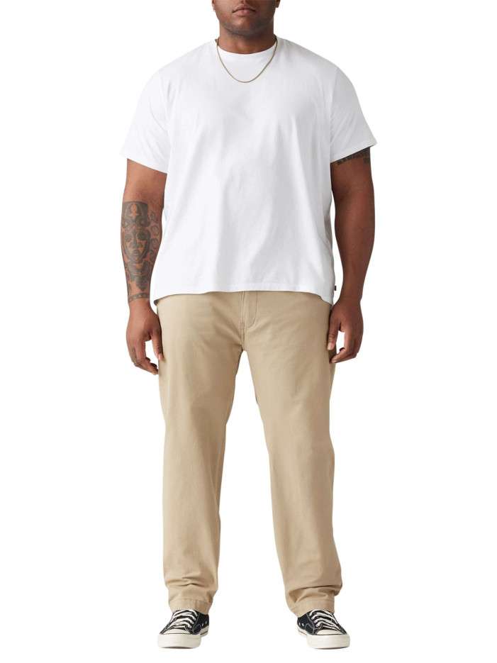 Chino en coton beige uni...