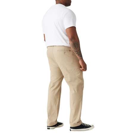 Chino en coton beige uni avec une coupe regular fit et des passants - Image 2