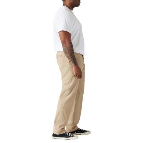 Chino en coton beige uni avec une coupe regular fit et des passants - Image 3