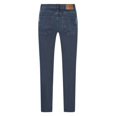 Jean en coton indigo uni avec logo brodé et passants pour ceinture - Image 2