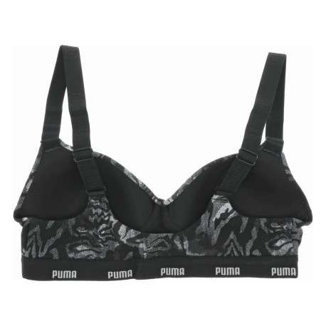 Brassière en coton noire à imprimé camouflage avec des bretelles réglables - Image 2