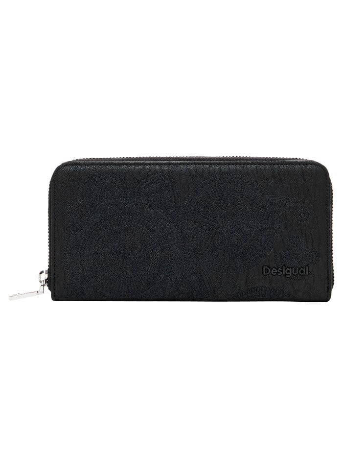 Portefeuille noir zippé à...