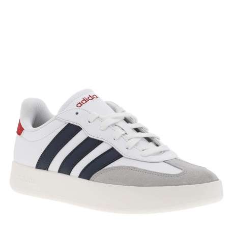 Tennis en cuir blanches à semelle écrue avec logo bleu et rouge - Image 3